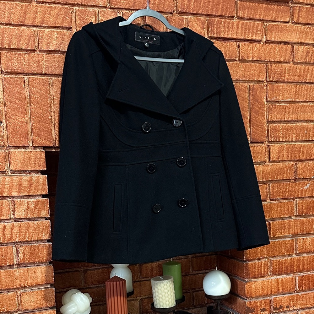Giacca women's black wool pea coat